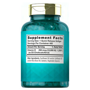 Capsules de vitamine D3 sans gluten OEM/ODM pour la densité osseuse, la santé des articulations, le soutien immunitaire des adultes - Faible teneur en sucre, faible teneur en glucides, sans gluten - Product Image 2