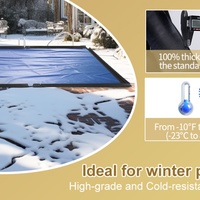 Couverture de piscine en PE durable, matériau renforcé, protection UV, fonction de nettoyage de l'eau, utilisation toute l'année, résistance aux intempéries, plastique bleu