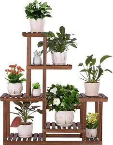 Outdoor antique madeira pote flor planta prateleiras indoor outdoor fower pot prateleira suporte para planta interna