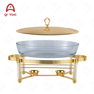 Nuevo lujo 3L servir platos de frotamiento <span class=keywords><strong>Buffet</strong></span> vidrio y acero inoxidable colgante calentador de alimentos Cheffing Catering plato fábrica - Product Image 6