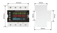 Protecteur triphasé à réinitialisation automatique JIUJI 80A, montage sur rail DIN, AC80-300V, moniteur d'énergie LCD, RS485, protection contre la surchauffe et l'inéquilibre