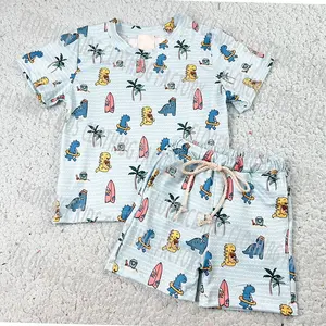 DH OEM Hot Sale Basic Tee Pocket Shirts Toddler 2 Piece Outfit For Summer Kids Clothing Sets For Boys