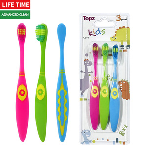 Lot de 3 brosses à dents pour enfants personnalisables, avec manche large et coloré, classiques, à poils doux et nettoyants - Product Image 1