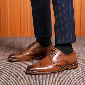 Chaussures de mariage pour hommes en cuir véritable italien haut de gamme, imperméables, style Oxford, faites à la main, avec amorti et antidérapantes - Product Image 6