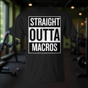 T-shirt Straight Outta Macros Fitness nera unisex per adulti taglia SMLXLXXL - Product Image 3