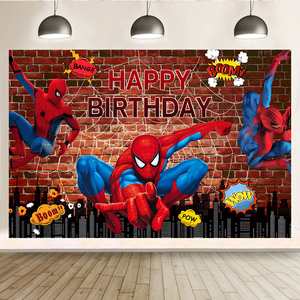 Toile de Fond <span class=keywords><strong>Spiderman</strong></span> pour Fête d'Anniversaire Garçons Décorations Joyeux Anniversaire Bannière <span class=keywords><strong>Spiderman</strong></span> - Product Image 1