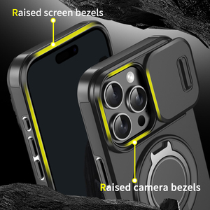 Resistente a Impactos 360° °   Funda Magnética Giratoria con Diseño de Armadura y Cámara Deslizante para iPhone 18 17 16 15 Pro Max - Product Image 4