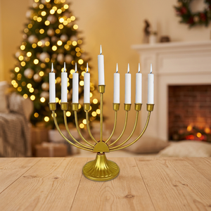 Candelabro Menorah de 7 Brazos, Decorativo, de Hierro, Estilo Antiguo, Hecho a Mano, Duradero, Portátil, para Decoración del Hogar, Uttar Pradesh - Product Image 4
