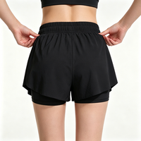Jupe-short de tennis plissée noire grande taille avec cordon de serrage anti-exposition, confortable, en nylon, pour la course et le yoga, pour femme