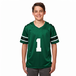 Maillot de football vert à col en V pour garçons, numéro 1, manches courtes, anti-humidité, vêtements d'équipe pour adolescents - Product Image 1