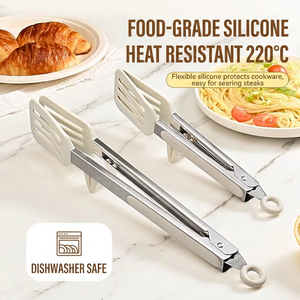 Food-Grade Silicone Tongs 9/12/14 Inch, Heat Resistant 220°C Non-Scratch Kitchen Food Clips with <b>Stand</b> for <b>BBQ</b> Restaurant Home - Product Image 2