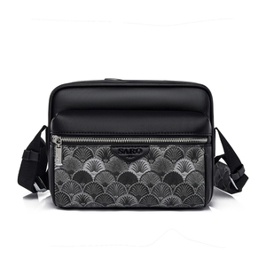 New Men's Fashion Trendy Geometric PU Crossbody Casual <b>Bag</b> Urban Simplicity Multi-compartment Large Zipper Closure Shoulder - Product Image 1