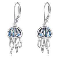 Boucles d'oreilles en argent sterling avec nacre grise et blanche et coquille d'ormeau en forme de méduse