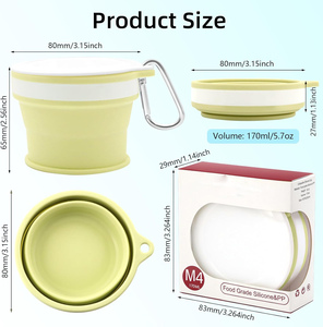 Custom Print BPA Free Leak-Proof Dishwasher Safe Portable Outdoor Pocket Size Reusable Drinking Collapsible Silicone Folding - Product Image 3
