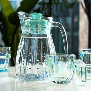 Conjunto de Jarra de Água de Vidro Resistente ao Calor de 1400ml com 4 Copos, Jarra de Vidro Borossilicato com Tampa de Aço Inoxidável para Água Fria e Quente - Product Image 4