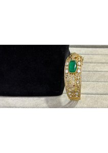 Brazalete Kada de Piedra Sintética Chapado en Oro de Alta Calidad para Mujer, Joyería de Diseño de Moda, Adecuado para Fiestas y Eventos - Product Image 4