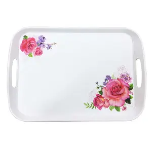 Factory Custom Print Design Melamine Tableware Food Bbq Serving Tray Rectangle Melamine Tray