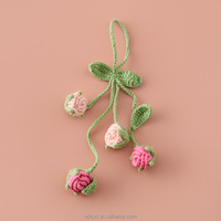 Rose décorative au crochet fait main, fleur de rose tricotée et tissée au crochet, décoration suspendue pour voiture
