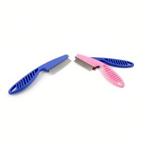 Peigne anti-puces Yommy pour animaux de compagnie, 3,5 cm, bleu et rose, à dents métalliques double face, outil de toilettage pour animaux - Product Image 2