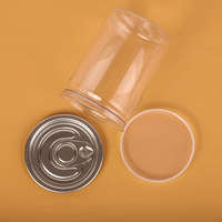 En gros, boîtes à ouverture facile, pots vides en plastique transparent, emballages pour thon et aliments pour animaux de compagnie, avec couvercle à anneau de traction