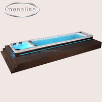 Luxe sans fin piscine bain à remous double zone nager spa conteneur piscine piscines en fibre de verre natation bain à remous extérieur
