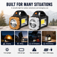 Lanterne de camping solaire rechargeable, projecteur LED portable, lampe de travail COB avec batterie externe, 7 modes pour les situations d'urgence en extérieur