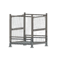 Palette en acier pliable écologique avec revêtement en poudre, cage pliable, conteneur de palette autoportant