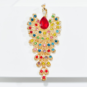 Mới Sáng Tạo Đầy Màu Sắc Rhinestone Con Công Trâm Cài Cho Phụ Nữ Retro Thanh Lịch Chim Động Vật Quần Áo Trâm Pins Đảng Đồ Trang Sức Quà Tặng - Product Image 2
