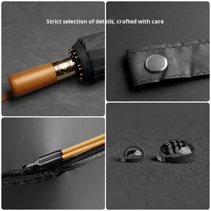 Grand parapluie moderne entièrement automatique à trois plis, simple et élégant, pour la protection solaire, adapté aux jours ensoleillés et pluvieux, cadeau haut de gamme - Product Image 3