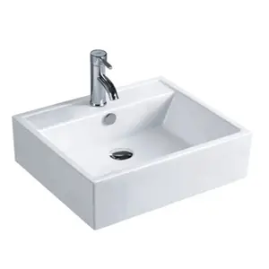 Bol en céramique pour évier, 1 pièce, pour comptoir des hôtels, blanc, lavabo à trou unique, pour art