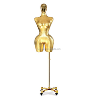 Bbl courbé femme grandes hanches modèle de Mannequin brésilien factice en fibre de verre tête d'or en cuir PU demi-taille Mannequin haut du corps