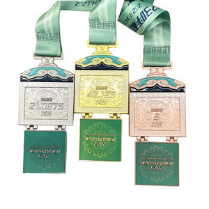 多距离马拉松完赛奖牌（5公里/21公里/42公里），带可拆卸牌和定制丝带，适用于体育赛事 - Product Image 6