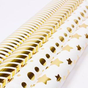 Hot Sell Gift Wrapping <b>Paper</b> Sheet Roll with Hot Stamping Polka Dot Pentastar Stripe <b>Pattern</b> Printed - Product Image 2