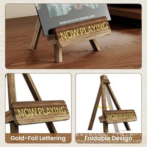 Wooden CD DVD Holder Tripod Desktop Album Vinyl <b>Record</b> Display Rack Living Room Storage <b>Stand</b> - Product Image 5