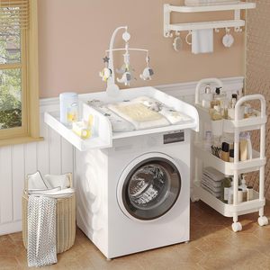 Cambiador <span class=keywords><strong>para</strong></span> <span class=keywords><strong>lavadora</strong></span> Cambiador con acolchado <span class=keywords><strong>y</strong></span> estante de almacenamiento Tablero superior Adaptable a <span class=keywords><strong>lavadora</strong></span> o secadora - Product Image 3