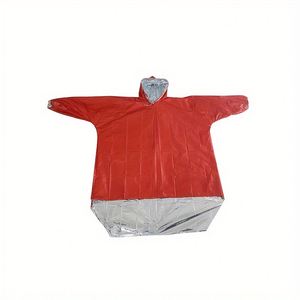 Imperméable long orange en PE pour adulte, isolant thermique, manches longues, réutilisable, portable, équipement de survie d'urgence pour le camping et la randonnée - Product Image 3