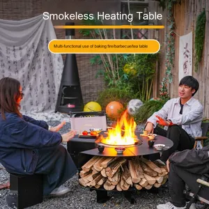 Table de feu en métal pour foyer de jardin extérieur en acier avec barbecue Patio Grill Bonfire et sans fumée - Product Image 6
