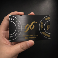 Cartes de remerciement personnalisées de luxe, gravées au laser, en métal électroplaqué noir mat et or, vierges