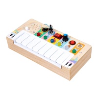Teclado Electrónico de Madera para Niños Pequeños, Juguete Educativo Sensorial Recargable con Efectos de Luz y Sonido, Directo de Fábrica