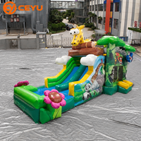 Château gonflable personnalisé Ceyu pour fête d'anniversaire sur le thème de la jungle, aire de jeux extérieure avec toboggan pour enfants