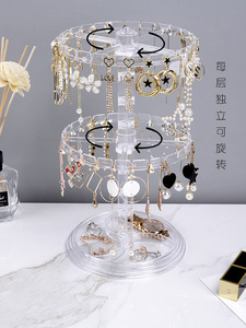 Factory Wholesale Round Rotating Acrylic Transparent <strong>Earring</strong> Jewelry Display <strong>Holder</strong> Rack <strong>Earring</strong> <strong>Holder</strong> - Product Image 4