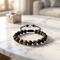 Bracelet ajustable en pierre de lave polie et œil de tigre, perles en pierres semi-précieuses, diffuseur d'aromathérapie Feng Shui, bijoux JILANI