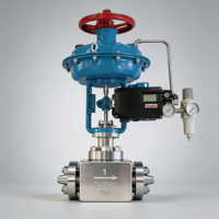 Vanne de régulation intelligente pneumatique avec auto-régulateur et positionneur 4-20 mA pour gaz, huile, GPL, en acier inoxydable avec cage à diaphragme en PTFE