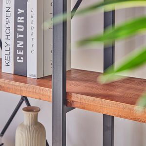 Estantería de Madera Maciza Personalizada, Color Marrón Desgastado, Estilo Industrial Rústico, Librería de Madera Natural para el Hogar, Oficina, Sala de Estar, Dormitorio - Product Image 5