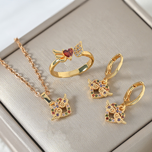 Conjunto de Joyería de Moda con Baño de Oro de 18k y Circonita, Collar, Pendientes y Anillo con Diseño de Flor Antideslustre para Mujer, Ensembles De Bijoux - Product Image 4
