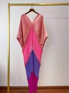 Super September Hot Sell Patchwork colore 100% poliestere con nappa comodo grande formato abito di tutti i giorni per le donne - Product Image 5