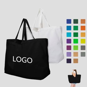 Grand sac fourre-tout en toile robuste, extra large, pour les courses, les vacances, la plage, réutilisable, en coton - Product Image 1