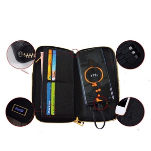 For Customized Open Long Leather Power Bank Wallet with RFID Wireless Charger Portable Credit Card Holder - Product Image 3