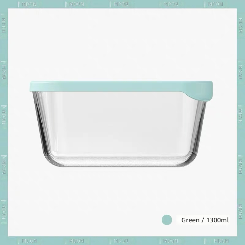 Boîte à déjeuner Bento en verre vert - 1300 ml