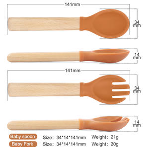 Ensemble de <span class=keywords><strong>vaisselle</strong></span> pour bébé en silicone de qualité alimentaire avec logo personnalisé, cuillère, fourchette, bol, bavoir, ensemble de repas pour enfants - Product Image 3